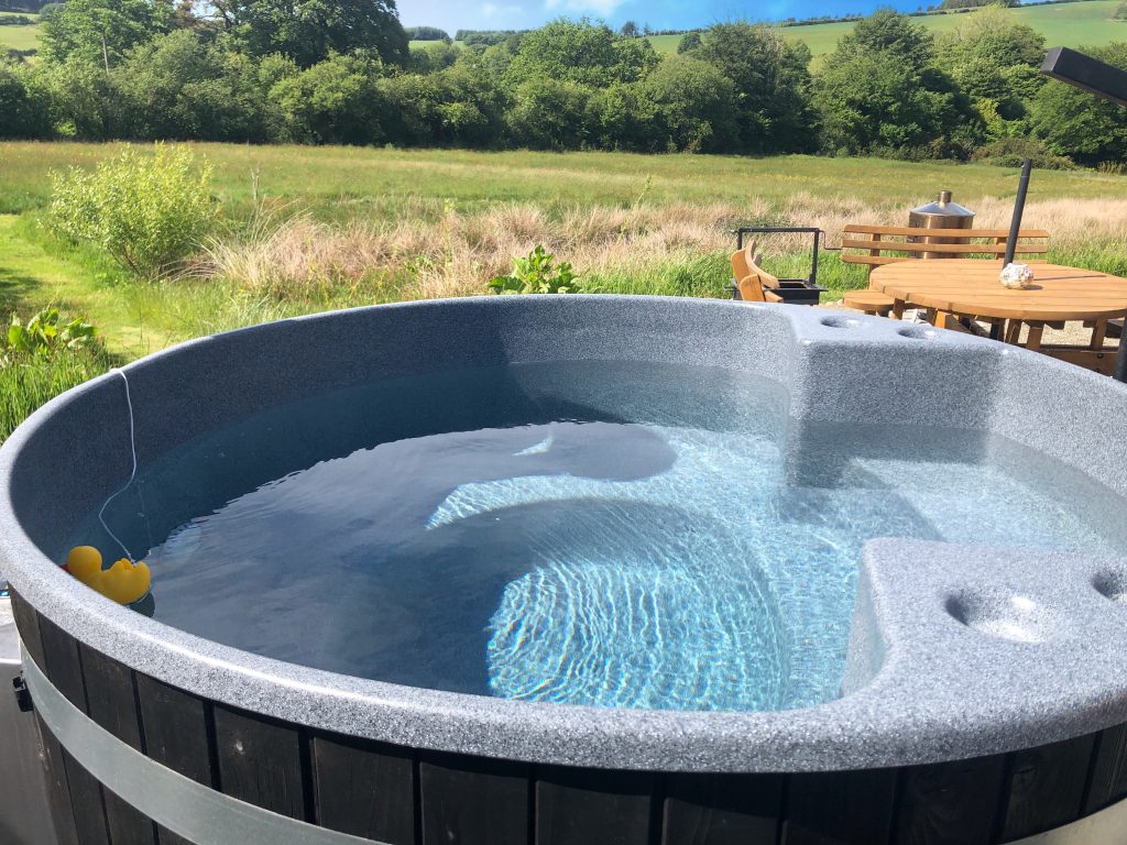 Let's Glamp Retro Luxury Glamping in West Wales hot tub 1