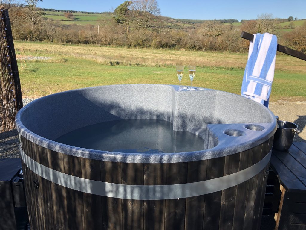 Let's Glamp Retro Luxury Glamping in West Wales hot tub 2